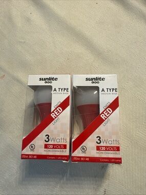 Sunlite Red LED A Type 3W Light Bulbs - Pack of 2